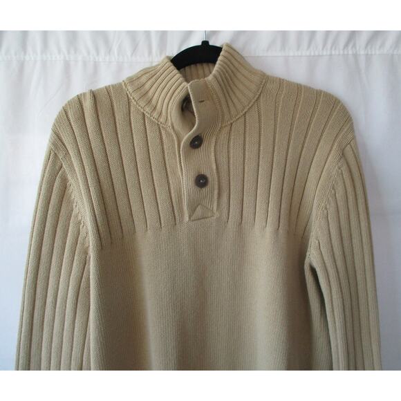 Eddie Bauer Men's Long Sleeve Tan Ribbed Knit Sweater Size Large - Picture 2 of 8